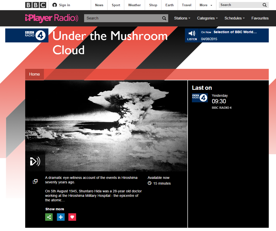 “BBC Radio 4 Under the Mushroom Cloud” 英BBC RADIO 4で、肥田舜太郎医師へのインタビュー